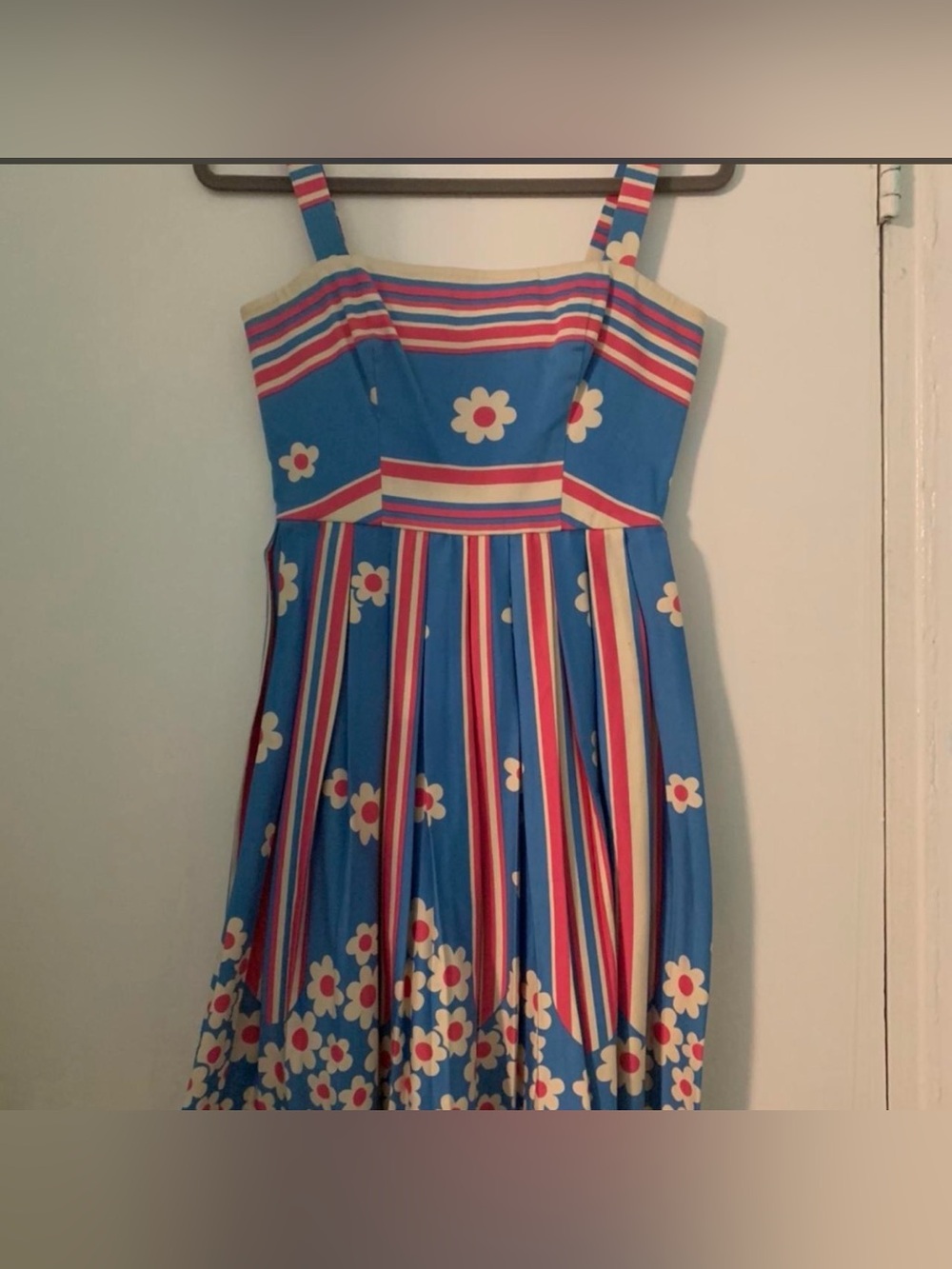 Betsey Johnson Blue and Pink Floral Sleeveless Dress Size 2